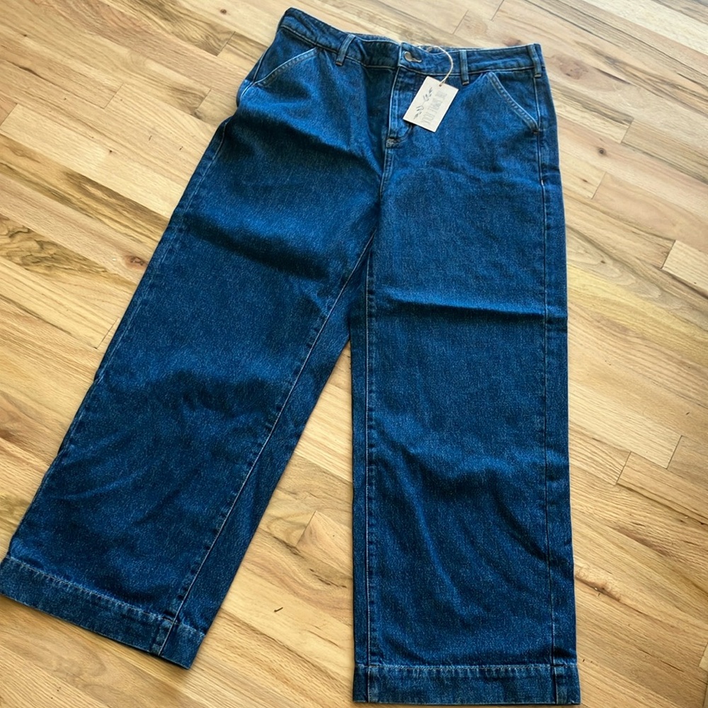 NWT 10 organic Denim Jeans - The Simple Folk High Waist Wide Leg Lagenlook